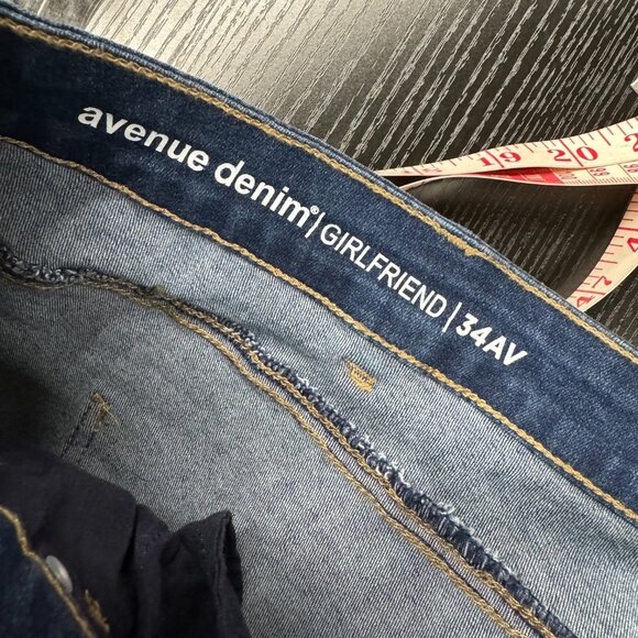 AVENUE Denim - Girlfriend Straight Leg Jeans Medium Dark Size 34 (6X) NEW - Picture 6 of 9